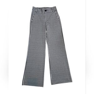 Cabi Black & White Houndstooth High Rise Wide Leg Trouser Pants Size 0